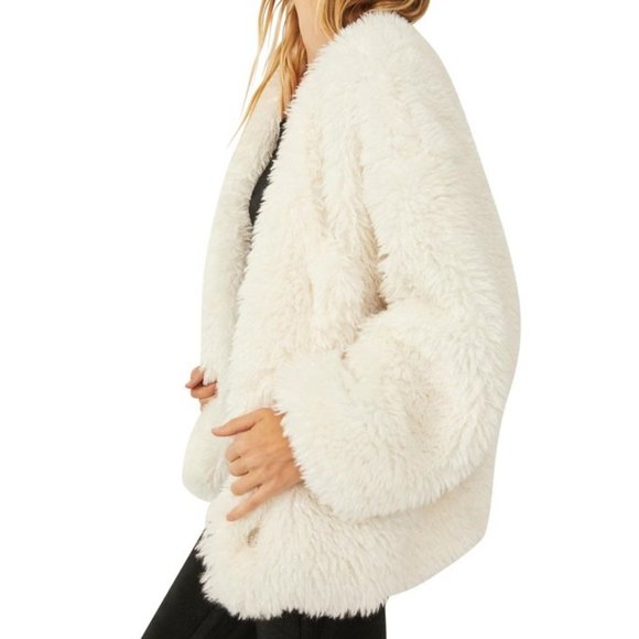 Free People Lena Teddy Jacket, Snow - NWT - Picture 3 of 6